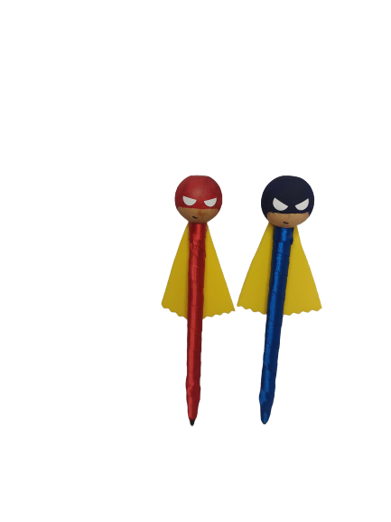 Red and Blue Superhero Pens Boys